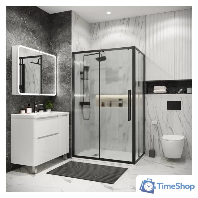 Душевой уголок Grossman Cosmo 110x100x195 120.K33.02.1110.21.02 (черный матовый/стекло шиншилла) - Изображение №7 — Интернет-магазин Time-Shop