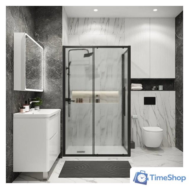 Душевой уголок Grossman Cosmo 110x100x195 120.K33.02.1110.21.02 (черный матовый/стекло шиншилла) - Изображение №8 — Интернет-магазин Time-Shop