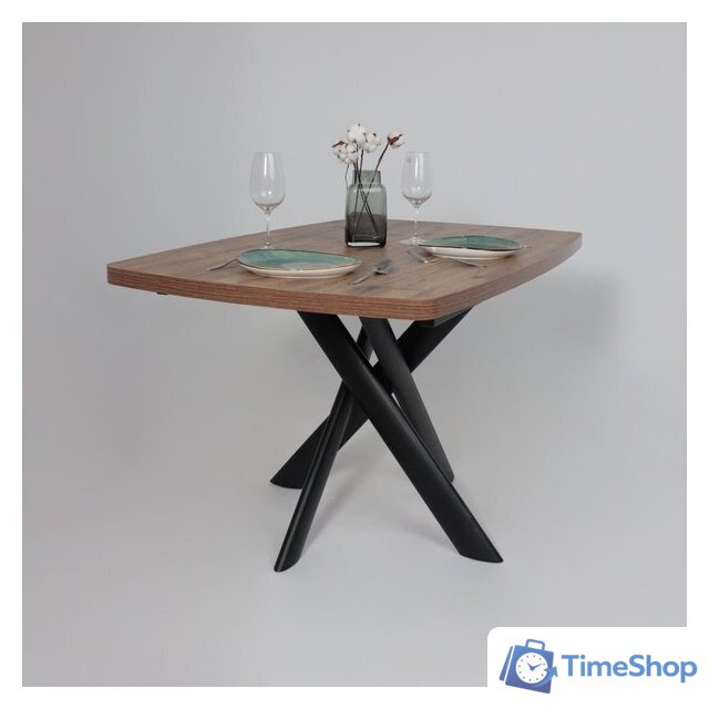 Кухонный стол Мамадома Leonel-130 раздвижной 130-165х85 (дуб веллингтон/черный) - Изображение №6 — Интернет-магазин Time-Shop