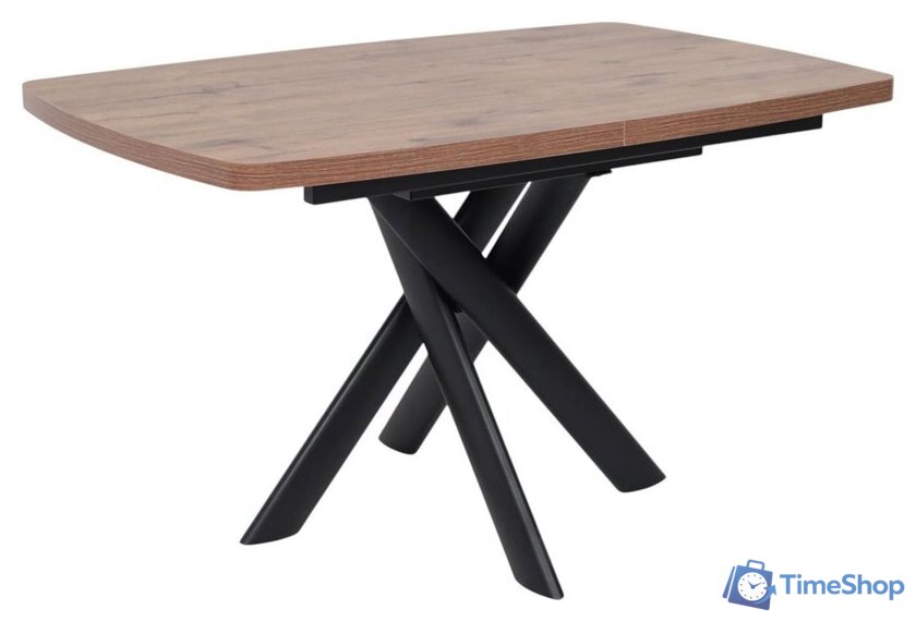 Кухонный стол Мамадома Leonel-130 раздвижной 130-165х85 (дуб веллингтон/черный) - Изображение №1 — Интернет-магазин Time-Shop