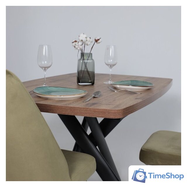 Кухонный стол Мамадома Leonel-130 раздвижной 130-165х85 (дуб веллингтон/черный) - Изображение №5 — Интернет-магазин Time-Shop