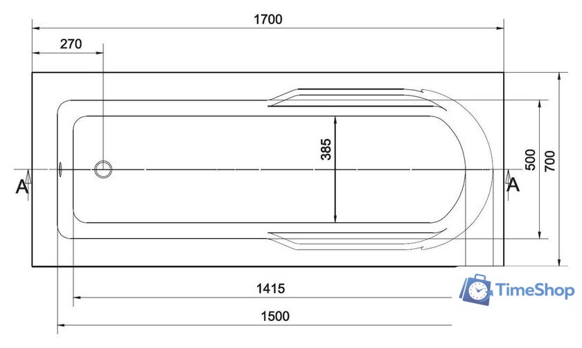 Ванна Cersanit Santana 170x70 (с ножками) - Изображение №3 — Интернет-магазин Time-Shop