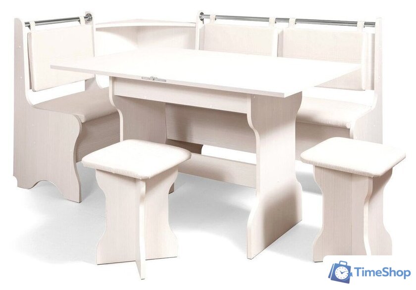 Обеденная группа Анмикс ЛДСП с кухонным уголком (бодега/кожзам ваниль) - Изображение №1 — Интернет-магазин Time-Shop