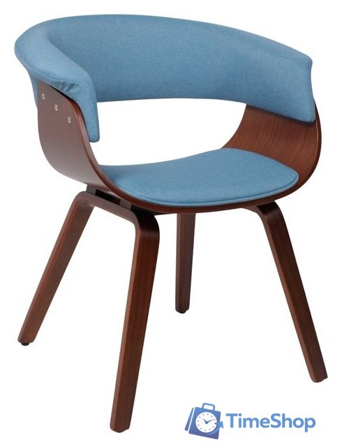 Стул с подлокотниками AksHome Mody (ткань, небесный XC188-26/орех) - Изображение №1 — Интернет-магазин Time-Shop