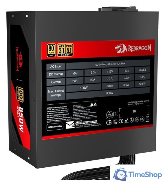 Блок питания Redragon 850W GC-PS007-SE - Изображение №2 — Интернет-магазин Time-Shop