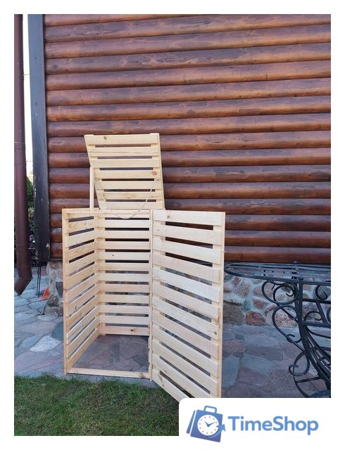 Бокс для мусорного контейнера Четыре Солнца Деревянный (натуральный) - Изображение №3 — Интернет-магазин Time-Shop