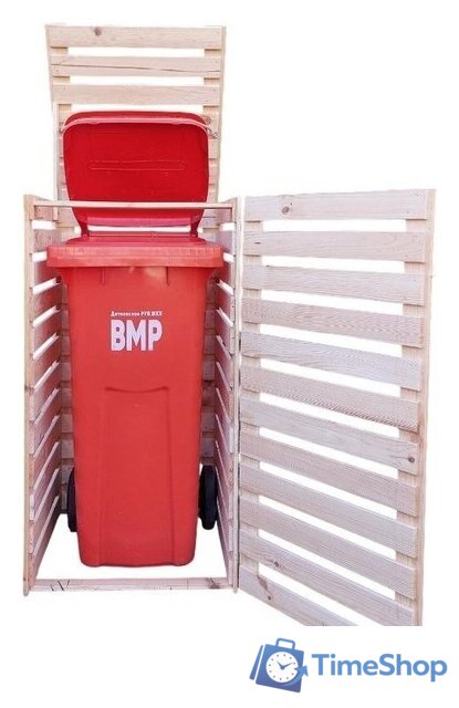 Бокс для мусорного контейнера Четыре Солнца Деревянный (натуральный) - Изображение №2 — Интернет-магазин Time-Shop