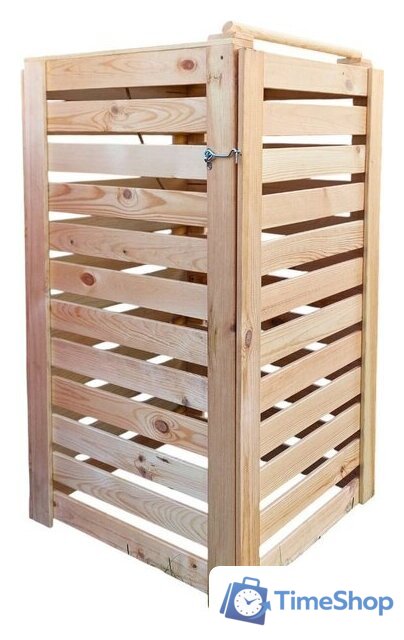 Бокс для мусорного контейнера Четыре Солнца Деревянный (натуральный) - Изображение №1 — Интернет-магазин Time-Shop