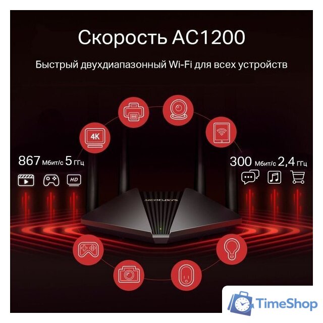 Wi-Fi роутер Mercusys MR1200G V2 - Изображение №6 — Интернет-магазин Time-Shop
