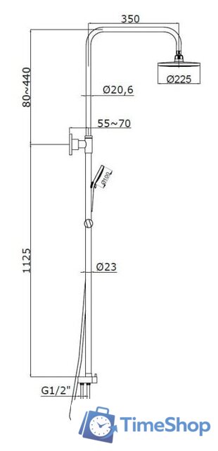 Душевая система  Azario Mano AZ-15780201 - Изображение №2 — Интернет-магазин Time-Shop