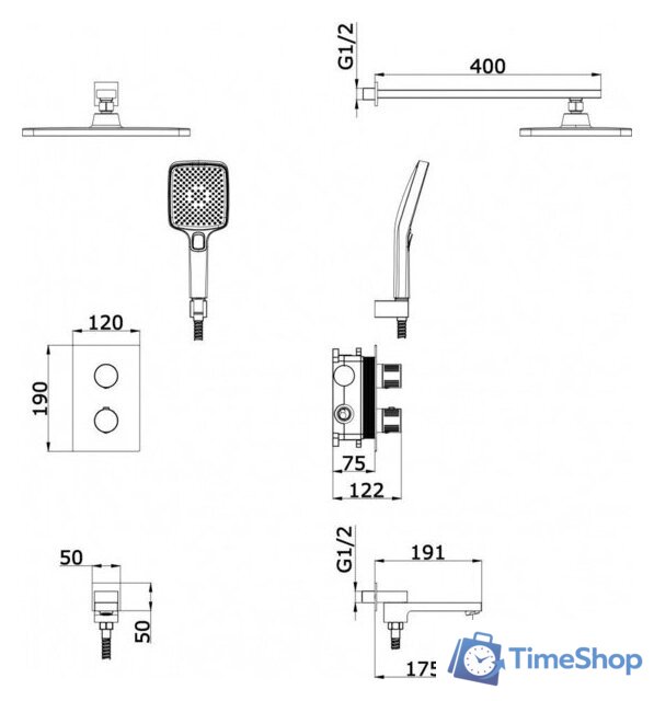 Душевая система  Vieir V25004-3S - Изображение №2 — Интернет-магазин Time-Shop