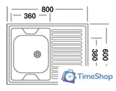Кухонная мойка Kromevye EC 220 D (чаша слева) - Изображение №2 — Интернет-магазин Time-Shop
