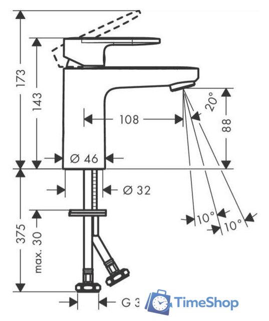 Смеситель Hansgrohe Vernis Blend 71580000 - Изображение №2 — Интернет-магазин Time-Shop