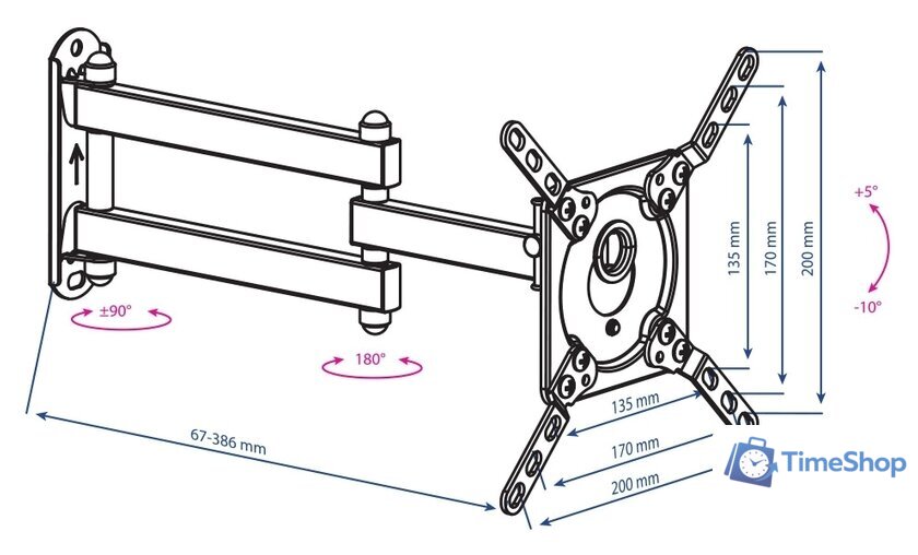Кронштейн для телевизора Kromax DIX-14 (черный) - Изображение №5 — Интернет-магазин Time-Shop