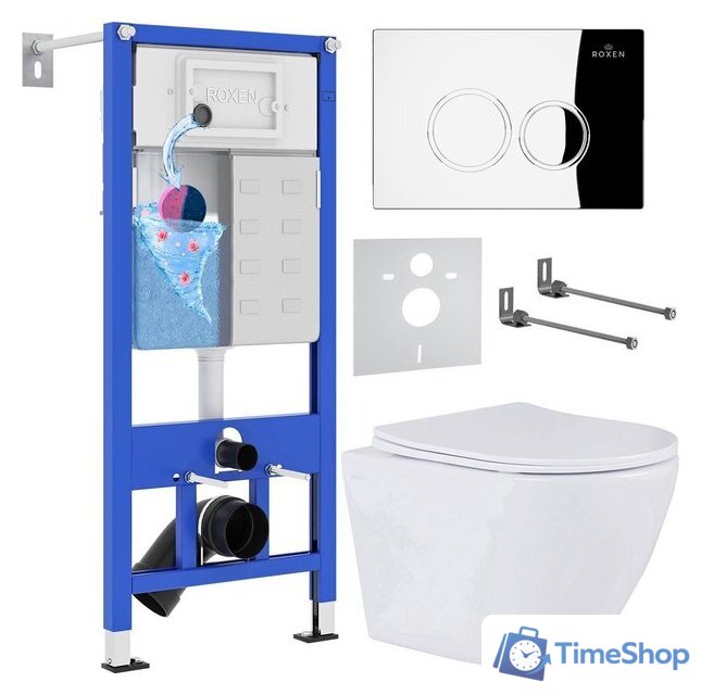 Унитаз подвесной Roxen Antares One Rimless 6 в 1 StounFix Dual Fresh 508565 (кнопка: хром) - Изображение №1 — Интернет-магазин Time-Shop