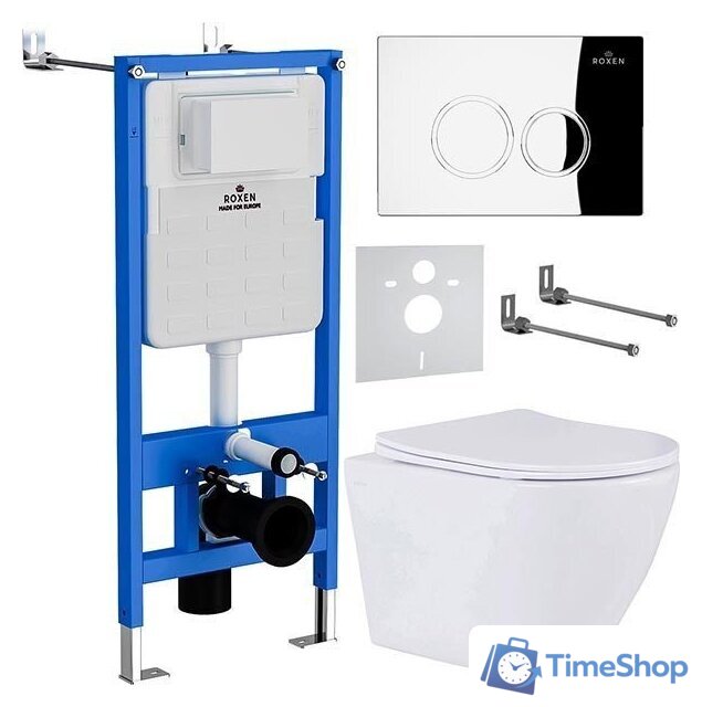 Унитаз подвесной Roxen Antares One Rimless 6 в 1 StounFix Dual Fresh 508565 (кнопка: хром) - Изображение №2 — Интернет-магазин Time-Shop