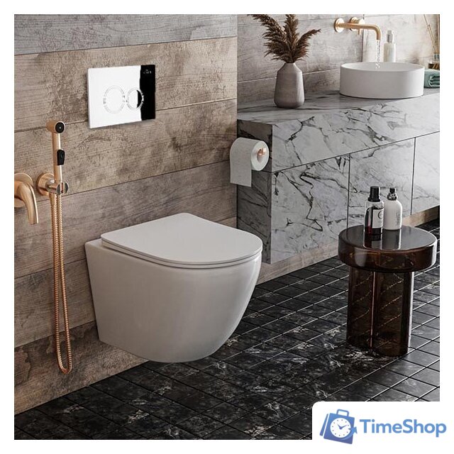 Унитаз подвесной Roxen Antares One Rimless 6 в 1 StounFix Dual Fresh 508565 (кнопка: хром) - Изображение №9 — Интернет-магазин Time-Shop