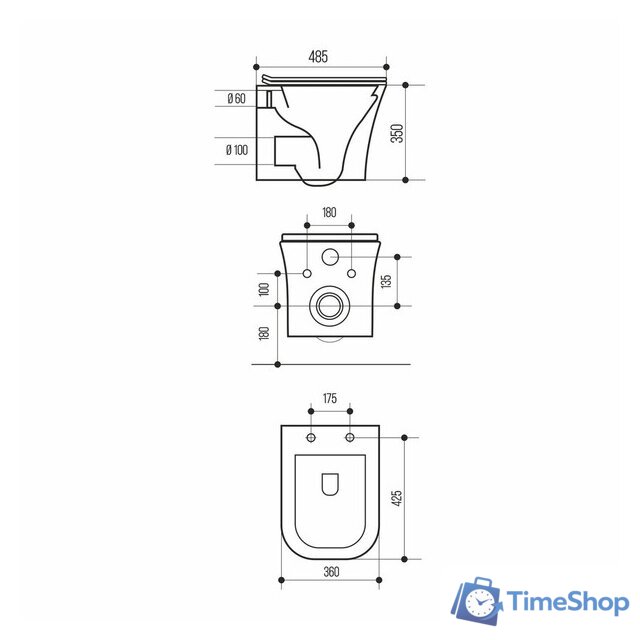 Унитаз подвесной White Wave Promo (белый глянец) - Изображение №8 — Интернет-магазин Time-Shop