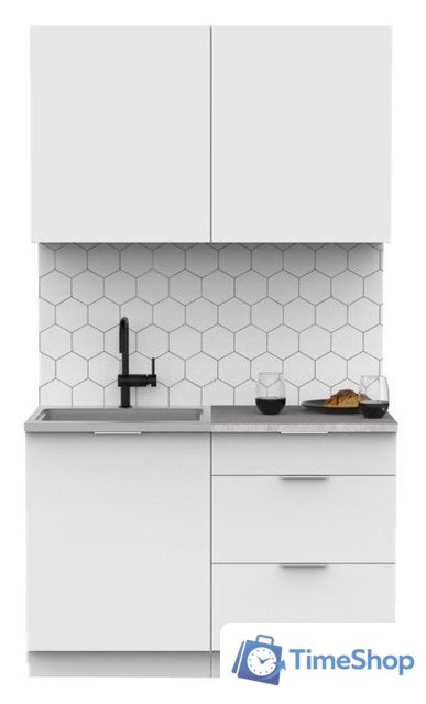 Готовая кухня Интермебель Микс Топ-1 1.2м (белый премиум/мрамор лацио белый) - Изображение №1 — Интернет-магазин Time-Shop