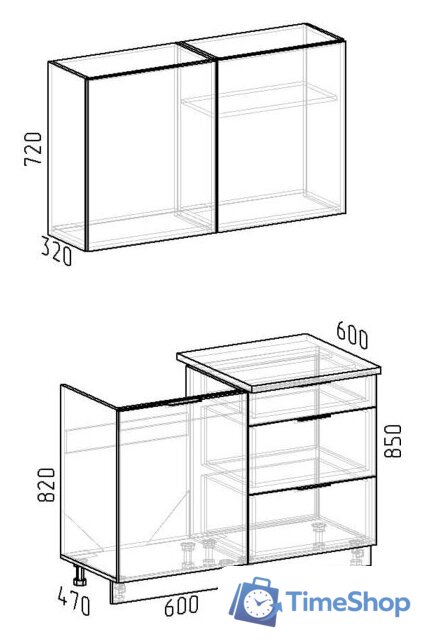 Готовая кухня Интермебель Микс Топ-1 1.2м (белый премиум/мрамор лацио белый) - Изображение №6 — Интернет-магазин Time-Shop