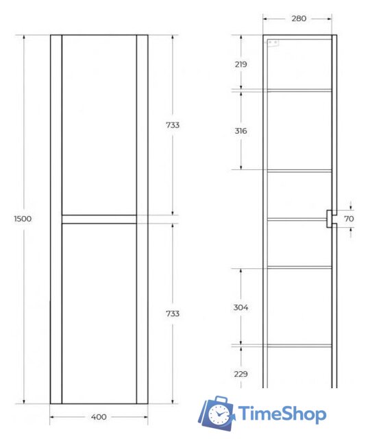 Cezares Шкаф-пенал RELAX-1500-2A-SO-BORO-P - Изображение №6 — Интернет-магазин Time-Shop