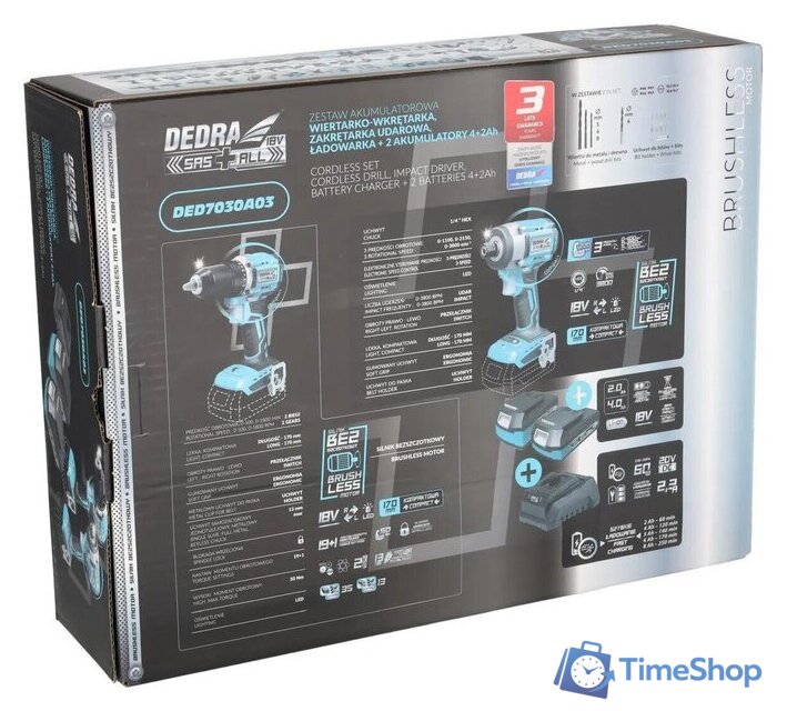  Dedra DED7030A03 (шуруповерт, винтоверт, 2 АКБ, кейс) - Изображение №11 — Интернет-магазин Time-Shop