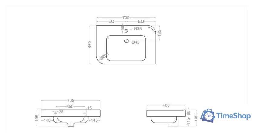 Умывальник Jaquar Alive ALS-WHT-85601 - Изображение №2 — Интернет-магазин Time-Shop