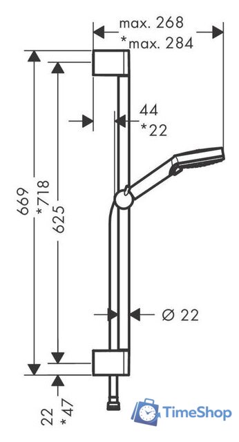 Душевой гарнитур  Hansgrohe Vernis Blend Vario 26275000 - Изображение №2 — Интернет-магазин Time-Shop