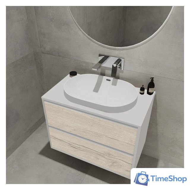  ЗОВ Тумба под умывальник Парма 70 P70LWP0MWHMC1A-LDSPW (белый/белый галифакс) - Изображение №4 — Интернет-магазин Time-Shop