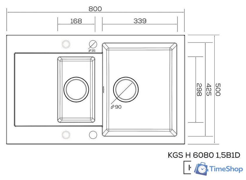 Кухонная мойка Kernau KGS H 6080 1.5B1D Deep Black - Изображение №2 — Интернет-магазин Time-Shop