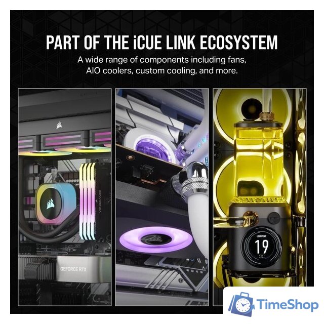 Комплект вентиляторов для корпуса с контроллером Corsair iCUE LINK QX120 RGB Triple Pack + Hub CO-9051002-WW - Изображение №6 — Интернет-магазин Time-Shop