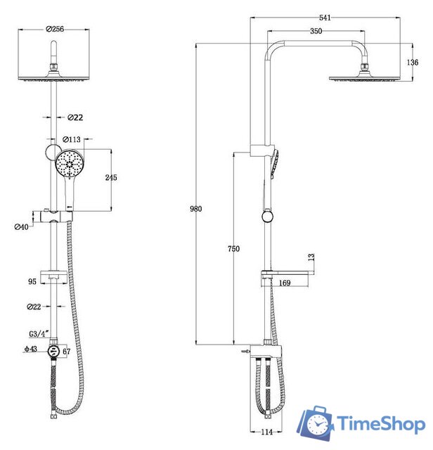 Душевая система  Lemark LM8809C - Изображение №2 — Интернет-магазин Time-Shop