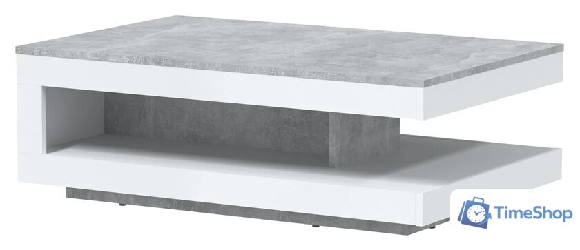 Журнальный столик Интерлиния Quartz QZ-СЖ2 (белый платинум/бетон) - Изображение №1 — Интернет-магазин Time-Shop