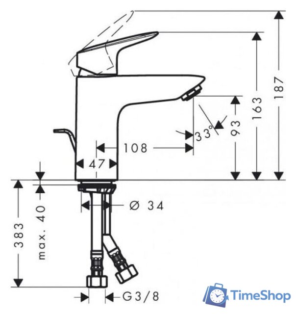 Смеситель Hansgrohe Logis 100 71102000 00020242 - Изображение №6 — Интернет-магазин Time-Shop