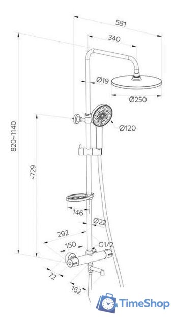 Душевая система  Milardo Ideal Spa ILSSBTHM06 - Изображение №12 — Интернет-магазин Time-Shop