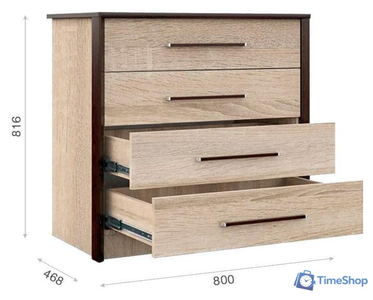 Комод Империал Эшли 80 (венге/дуб сонома) - Изображение №2 — Интернет-магазин Time-Shop