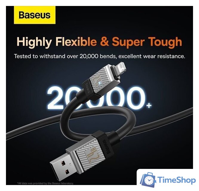 Кабель Baseus CoolPlay Series USB Type-A - Lightning (1 м, черный) - Изображение №15 — Интернет-магазин Time-Shop