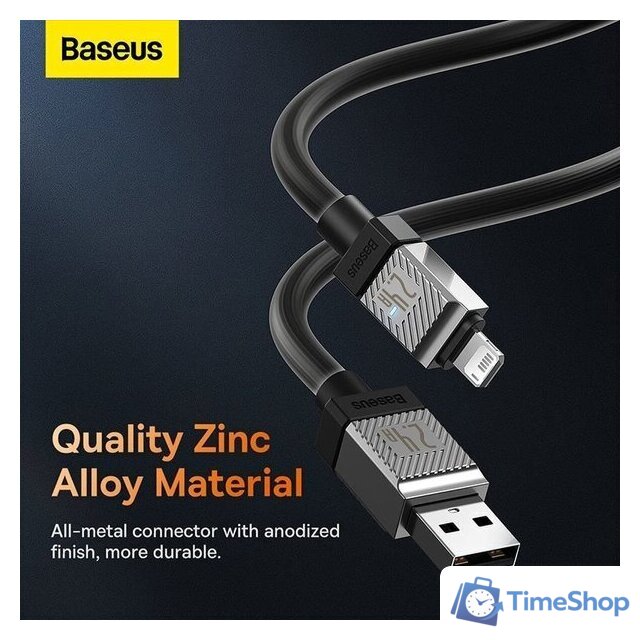 Кабель Baseus CoolPlay Series USB Type-A - Lightning (1 м, черный) - Изображение №16 — Интернет-магазин Time-Shop