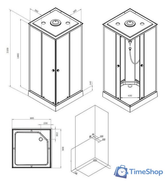 Душевая кабина AM.PM X-Joy 90x90 W94C-403-090BT - Изображение №8 — Интернет-магазин Time-Shop