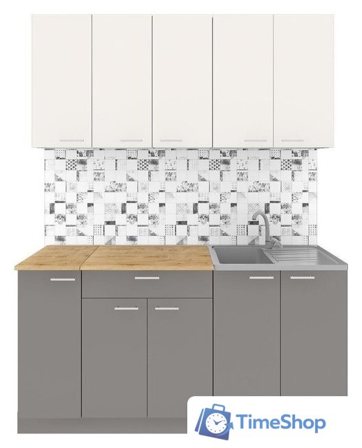 Готовая кухня Агута Альфа 1.5 (глиняный серый/сатин/дуб бунратти) - Изображение №1 — Интернет-магазин Time-Shop