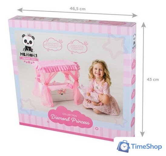 Кроватка для кукол Leader Toys Diamond Princes c царским балдахином 71219 (белый) - Изображение №5 — Интернет-магазин Time-Shop