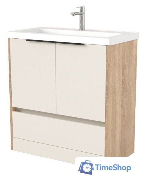  Дабер Тумба под умывальник 017 Тобага/Эридан 80 Т17.8Т.0.18Ч (бежевый/дуб бардолино/ручка черная) - Изображение №1 — Интернет-магазин Time-Shop