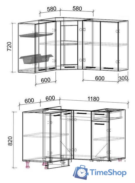 Готовая кухня Интерлиния Мила 12x12 без столешницы (бетон/антрацит) - Изображение №2 — Интернет-магазин Time-Shop