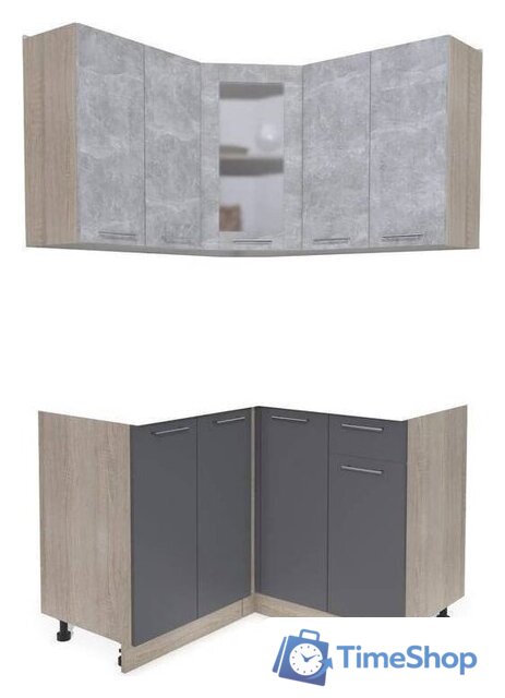 Готовая кухня Интерлиния Мила 12x12 без столешницы (бетон/антрацит) - Изображение №1 — Интернет-магазин Time-Shop