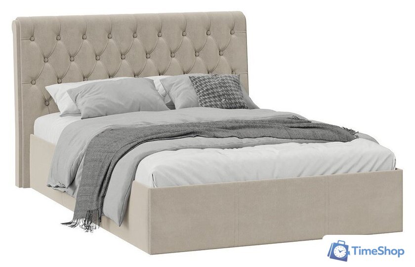 Кровать Трия Скарлет универсальная тип 1 с ПМ 140x200 (велюр мокко светлый) - Изображение №1 — Интернет-магазин Time-Shop