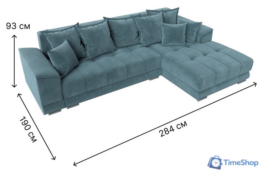 Угловой диван Лига диванов НордСтар правый 121106 (велюр бирюзовый/подушки велюр бирюзовый) - Изображение №10 — Интернет-магазин Time-Shop