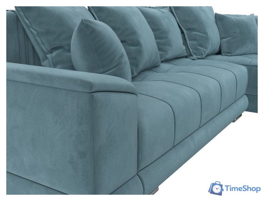 Угловой диван Лига диванов НордСтар правый 121106 (велюр бирюзовый/подушки велюр бирюзовый) - Изображение №3 — Интернет-магазин Time-Shop
