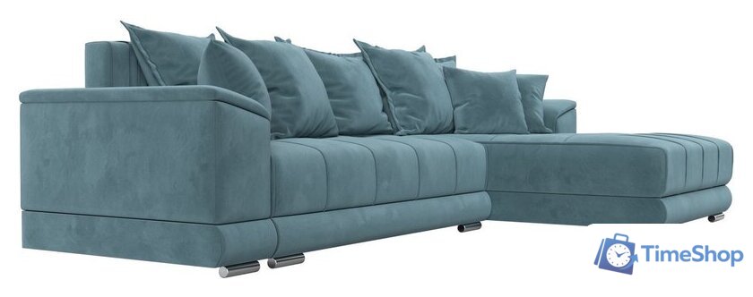 Угловой диван Лига диванов НордСтар правый 121106 (велюр бирюзовый/подушки велюр бирюзовый) - Изображение №4 — Интернет-магазин Time-Shop