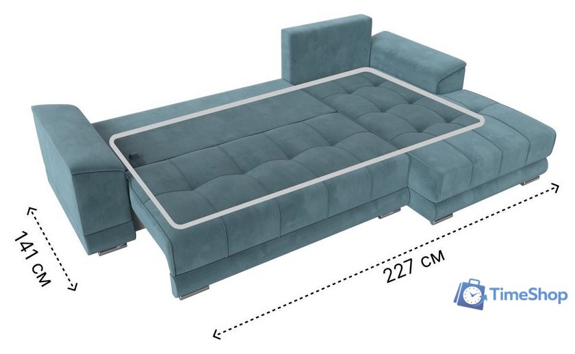 Угловой диван Лига диванов НордСтар правый 121106 (велюр бирюзовый/подушки велюр бирюзовый) - Изображение №9 — Интернет-магазин Time-Shop