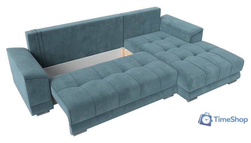 Угловой диван Лига диванов НордСтар правый 121106 (велюр бирюзовый/подушки велюр бирюзовый) - Изображение №7 — Интернет-магазин Time-Shop